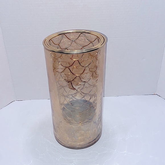 Large Glass & Metal Gold Candle Holder - Picture 3 of 6